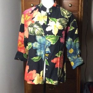 Chicos Tropical Linen Shirt/jacket